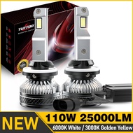 TUFFOO 2PCS 110W 25000LM 881 H27 880 LED Fog Light Bulb 3000K Golden Yellow 6000K White
