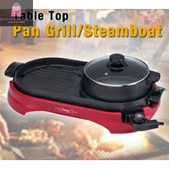 Cornell CCG-EL68N 2 in 1 Grill & Steamboat Non-stick Coating plate Pan Grill RED
