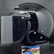 NEW Helm CARGLOSS CFM original + visor kaca datar INJAK HITAM smoke retro bogo ongkir 1kg ori