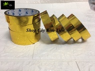 10 cuộn băng keo màu vàng bạc ( băng dính màu vàng bạc) làm cây kim tiền cây cành vàng lá ngọc có 2