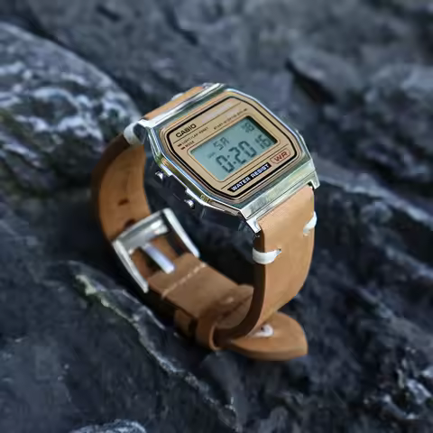 For Casio a168wAE-1200/1300 F91w A159 F105 A158 a169 f91w SGW-300 Vintage Watch Full Grain Leather S