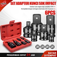 CASTA Set Adaptor Shock Impact 6Pcs 1/4" 3/8" 1/2" 3/4" Sambungan Mata Soket Baja Cr-Mo Fosfat Hitam