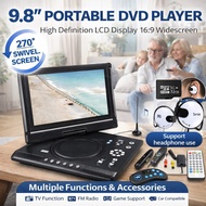 9.8 Inch Portable Home Car DVD Player VCD CD Game TV Player USB Radio Adapter Support FM Radio Recei