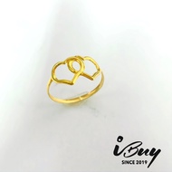 IBUY 916 Gold FULL GLOSS DOUBLE HEART RING 10 22K (916)