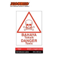 "Danger Toxic" Bahaya Danger Chemical Hazardous Sticker Label Safety Sign Indoor Outdoor Signage US2