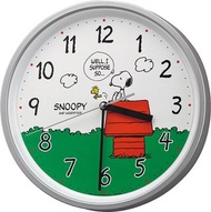 全新 日版 SNOOPY and WOODSTOCK 史努比 銀色 掛牆鐘 25x25cm PEANUTS Official Product RHYTHM