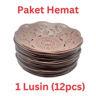 LJR Rattan Plastic Plate with Butterfly Flower Motif 21cm Brown - 1 Dozen Pinggan Plastik Pinggan Bu