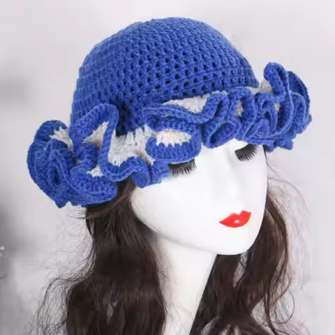 Y3NE Traveling Bucket Hat Crochet Handmade Fisherman Hat for 2000s Girls Shopping