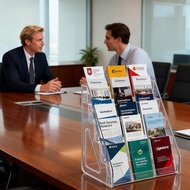 Clear Acrylic 5-Tier Table Brochure Stand Leaflet& Flyer Holder for 1/3 A4 Size Literature Storag