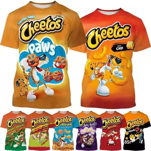 Cheetos 3d Printed T-shirt Funny Fashion Casual Cheetos Potato Chips Personality Food T-shirt Cospla