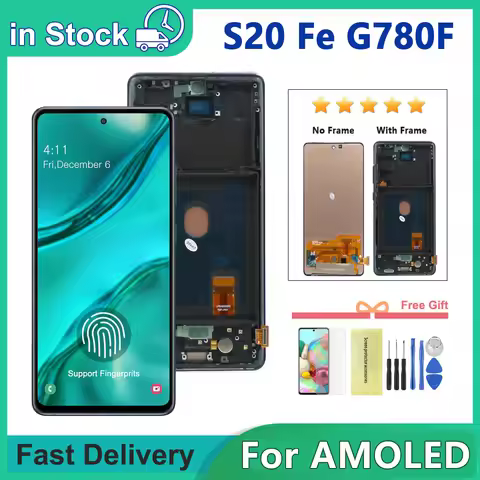 AMOLED S20FE Display Replacement For Samsung S20 FE LCD Display SM-G781 G7810 G781U with Frame Touch