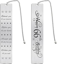 Jzxwan Happy 66th Birthday Gifts for Women Men, 66 Year Old Birthday Bookmark Gift for Him Her, Happ