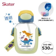 日本 Skater - Dinosaur恐龍-新款兒童透明一推式飲管水樽/吸管水壺 [530ml]