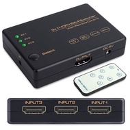 HDMI switch 3-input 1-output HDMI2.0 HDMI selector 4K60Hz HDMI splitter usb feeding 4K+3D HDCP2.2-adaptive splitter automatic manual switching function equipped with remote control
