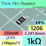 1k 1206 ±5% 250mW Thick Film Resistor 1k 102 GiantOhm GR1206J1KT5G00
