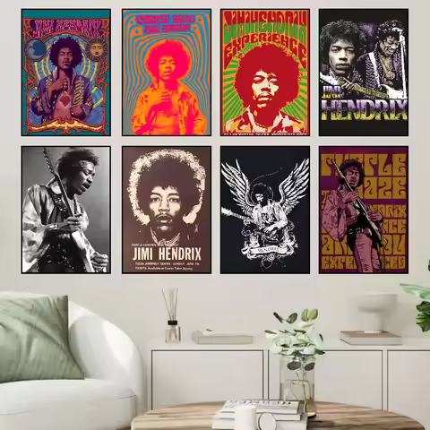 1PC Jimi Hendrix Poster Self-adhesive Art Waterproof Paper Sticker Coffee House Bar Room Wall Decor