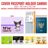 Sanrio Series Motif Passport Holder Cover – Card Slot – Anti-Slip & Boarding Pass Passport Book Cove