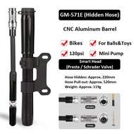 Giyo Bicycle 120psi CNC Alloy Hand Pump MTB Mini Inflator Road Bike Schrader Presta Valve Tire Inflator Cycling Hidden Hose Pump