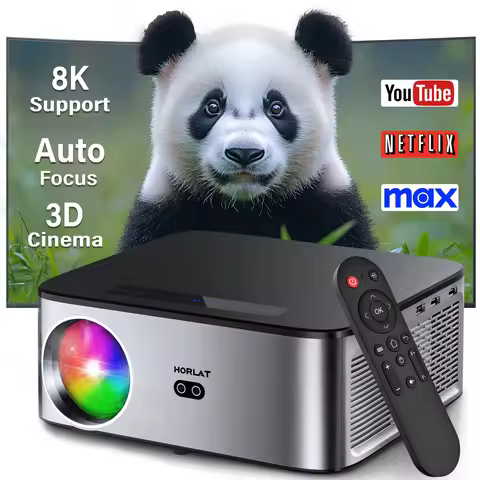 HORLAT 35000Lumens LCD Projector Beamer 8K Support 1080P Native Android Dual Band Wifi 6 Auto Focus 