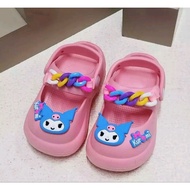 Rumahkaki - Sandal Anak Kuromi Tali Belakang Sandal Karet Hiasan Rantai Hilos 2321