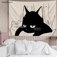 Takaflower Asthetic Cat Tapestry Wall Hanging Artistic Literary Style Bedroom Bedside Cloth Home Dec