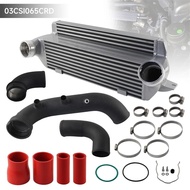 Black/Red Super Charge Pipe Kit Bar & Plate Intercooler Aluminum For BMW N54 E8X E9X E82 E88 E90 E91