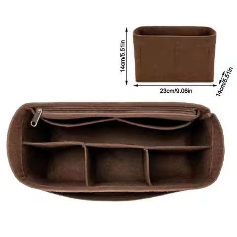 Felt Insert Bag Large Capacity with Zipper Handbag Organizer Multi-Pocket Inner Lining Bag for LV Sp