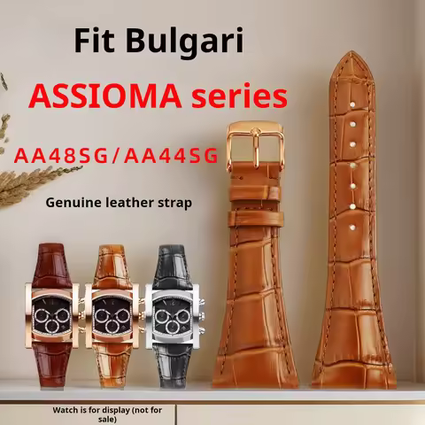 For BVLGARI Assioma AA48C13GLDCH Soft calfskin leather strap 28x16mm 26x16mm Genuine leather Watch b