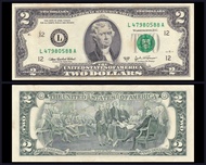 United States Banknote 2 Dollars 1976 (Federal Reserve Note) XF Circulated.