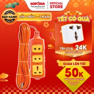 SOPOKA T-3000W Heavy Duty Electrical Socket Anti-Slip Plug, 3M Cord, 45 Diagonal Hole, Safe Heat Res