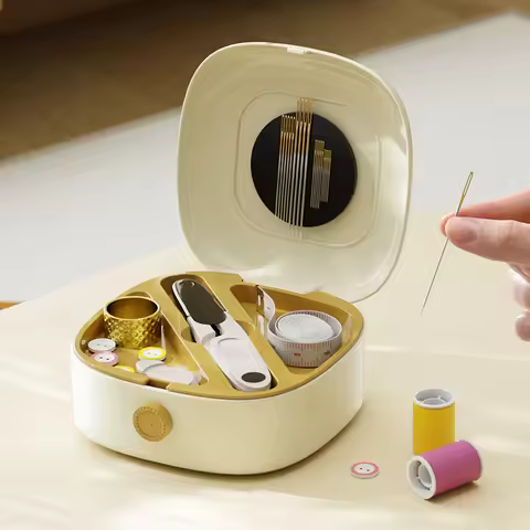 1 Set Magnetic Needle and Thread Box, Needle and Thread Kit, Household Sewing Set, Portable Sewing N