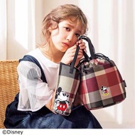 日本雜誌附錄 Disney 迪士尼  Mickey 米奇 Blue Label 便攜 束口 多用途 手提袋 飯盒袋 手拿包 隨身袋 連 水樽袋 水杯袋 保温袋 收納袋 兩件套  (需訂購）
