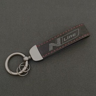 Luxury Suede Leather N Line Logo Letters Car Keyring For Hyundai Tucson Elantra Kona i30 i20 i10 nx4
