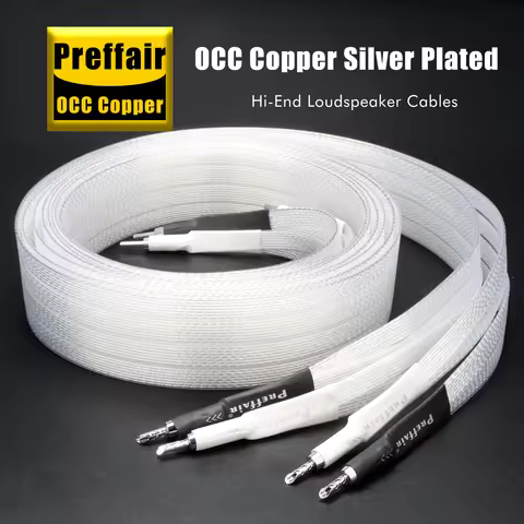 Hi End Speaker Cable OCC Silver Plated Speaker Wire 2 to 2/4 Rhodium Plated Banana Y Spade Plug Bi-W