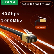 CYANMI CAT8 40Gbps Nylon Braided Network Lan Cord for PC Modem Laptop PS 5 Router RJ45 Flat Cat 8 Et