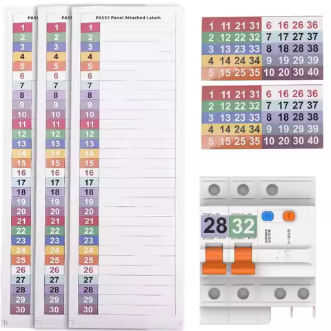 Circuit Breaker Label Kit with Marking Panel (1-10, N, T, R, S) | Handwritten Electrical Panel Stick