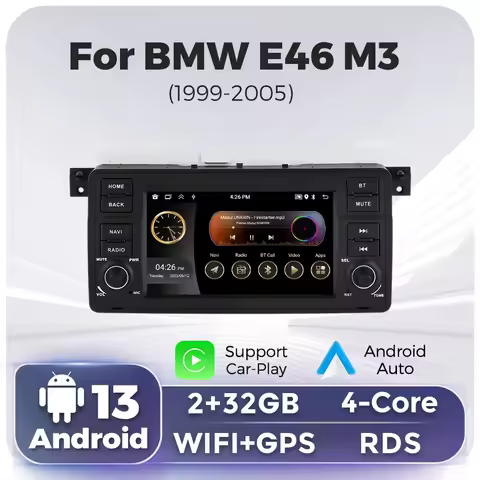 4-Core 2 Din Android 13 Auto Car Radio Multimedia Automotivo Carplay GPS Stereo For BMW E46 Coupe M3