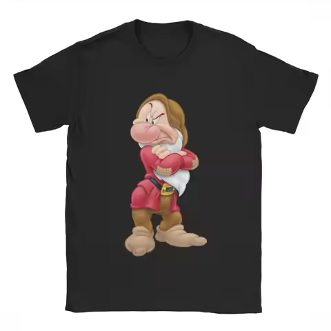 Seven Dwarfs Grumpy Men T Shirt Funny Tees Short Sleeve O Neck T-Shirt Pure Cotton Unique Clothes