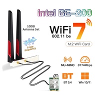 BE200 WiFi7 Network Adapter Bluetooth 5.4 Triple Band 2.4G/5G/6GHz M.2 Wireless Adapter Antenna Netw