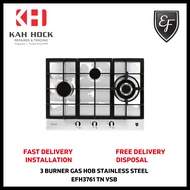 EF EFH 3761 TN VSB 3 BURNER STAINLESS STEEL GAS HOB - 2 YEARS MANUFACTURER WARRANTY + FREE DELIVERY