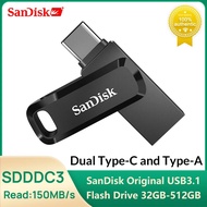 SanDisk OTG Pen Drive Ultra Dual USB 3.2 Type-C Flash Drive 64GB 128GB 256GB 512GB Up to 400Mb/s Mem