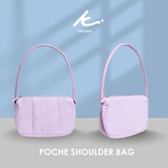 KIM&CO. ORIGINAL - POCHE SHOULDER BAG(KCBT006) กระเป๋าสะพายไหล่ ผ้าสะท้อนน้ำ มี 3 สี ดำ/ขาว/ชมพู