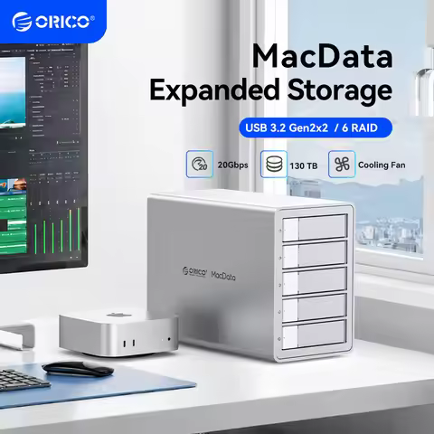 ORICO 20Gbps 5 Bay 2.5/3.5 Inch USB C to SATA HDD RAID Enclosure USB 3.2 Gen2x2 HDD Docking Station 