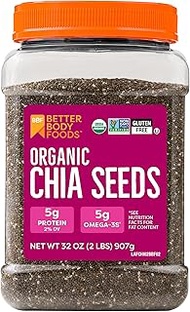 BetterBody Foods Organic Chia Seeds with Omega-3, Non-GMO, Gluten Free, Keto Diet Friendly, Vegan, G