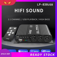[ap4l43.]  838 USB Bluetooth Subwoofer Amplifier HIFI 2.1 12V Car Home Amplifier U Disk Lossless Sui