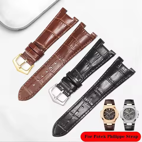 Genuine Leather Watch Strap For Patek Philippe 5711 5712G Nautilus Watchs Men And Women 25-12mm Conc