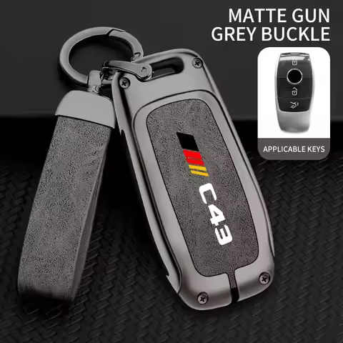 Car TPU Zinc Alloy Key Case Bag For Mercedes Benz AMG C43 Logo Car Key Chain Car Metal Key Shell Int