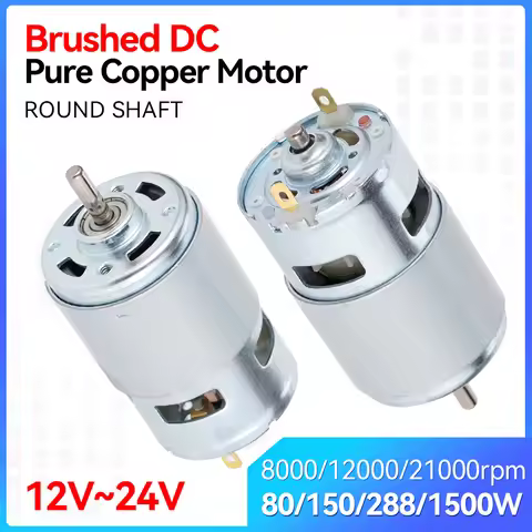 775 Motor DC 12V-24V 80W/150W/288W Double Ball Bearing Spindle Motor 12000RPM DC Motor Large Torque 