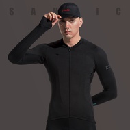 SanticMen's Cycling Jersey Long Sleeve Breathable MTB Road Bike Shirt Full Zipper Reflective Bicycle Sports Clothing
