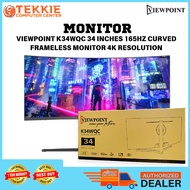 BRANDNEW VIEWPOINT K34WQC 34 INCHES 165HZ CURVED FRAMELESS MONITOR 4K RESOLUTION